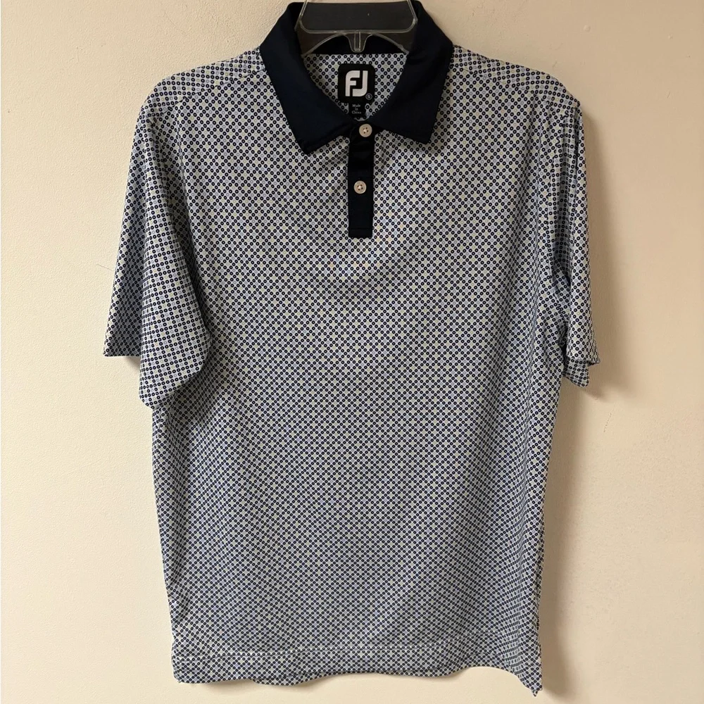 FootJoy Navy & White Patterned Polo Golf Shirt Short Sleeve Small - Picture 3 of 10
